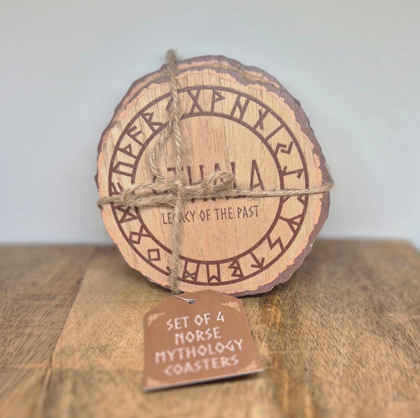 Set of 4 Norse Mythology Wood Slice Coasters