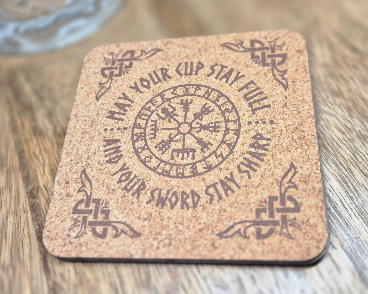 Viking Compass Glass Beer Tankard with Coaster