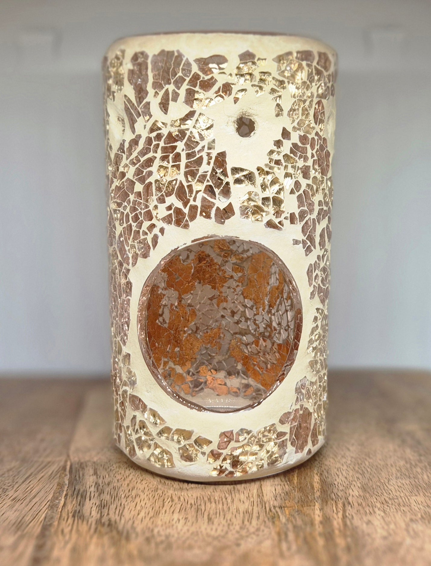 Cracked Glass Silver Pillar Wax/Oil Burner