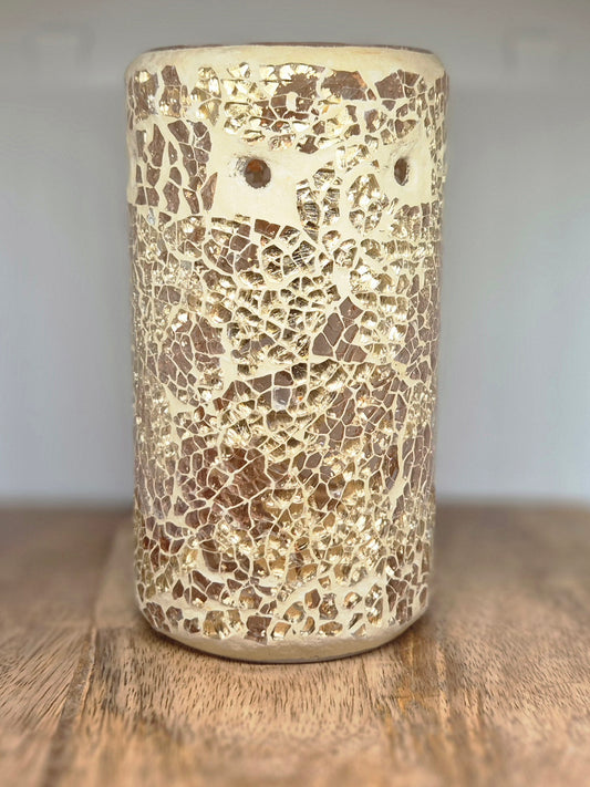 Gold Cracked Glass Pillar Wax/Oil Burner