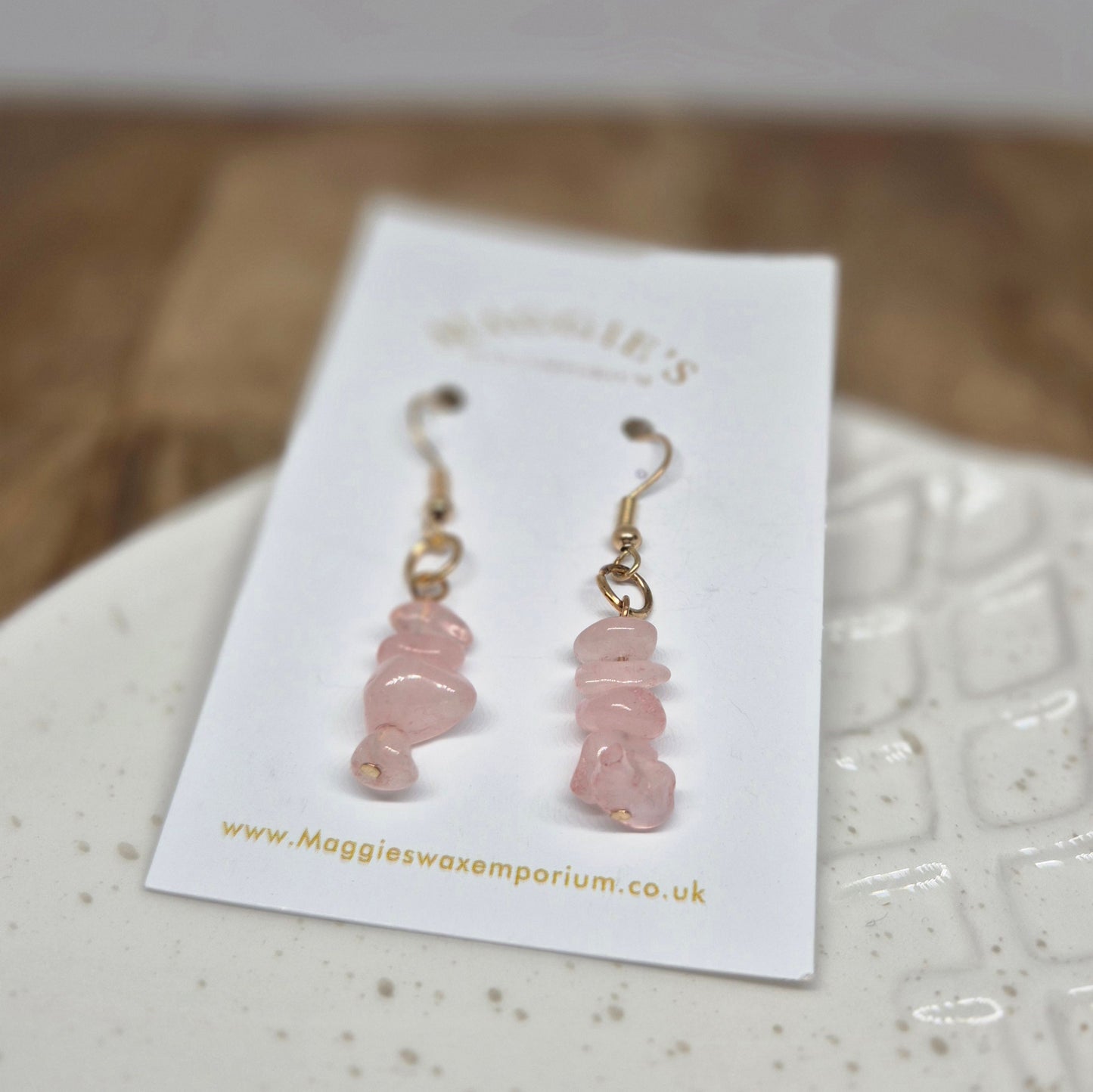 Stone Drop Earrings - Pink