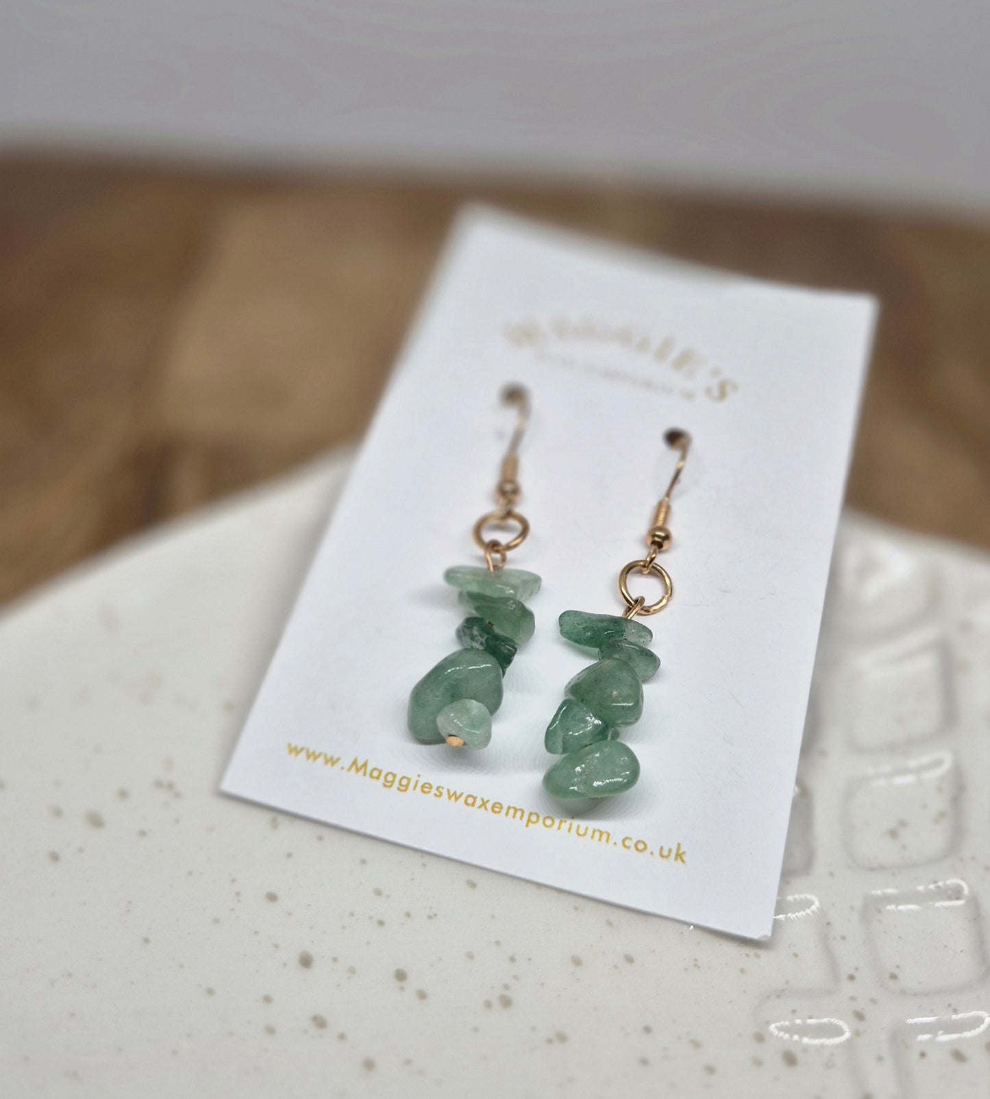 Stone Drop Earrings - Green