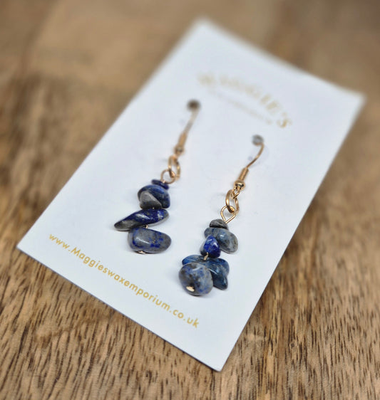 Stone Drop Earrings - Blue