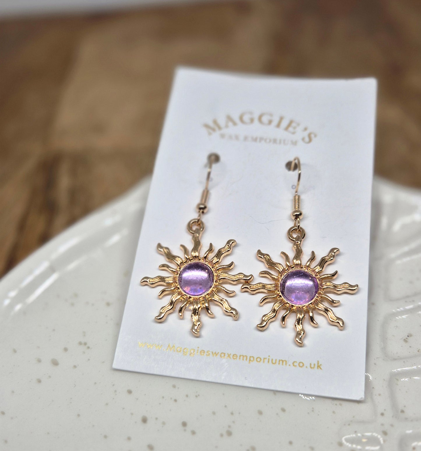Golden Sunburst Drop Earrings – Lilac Centre