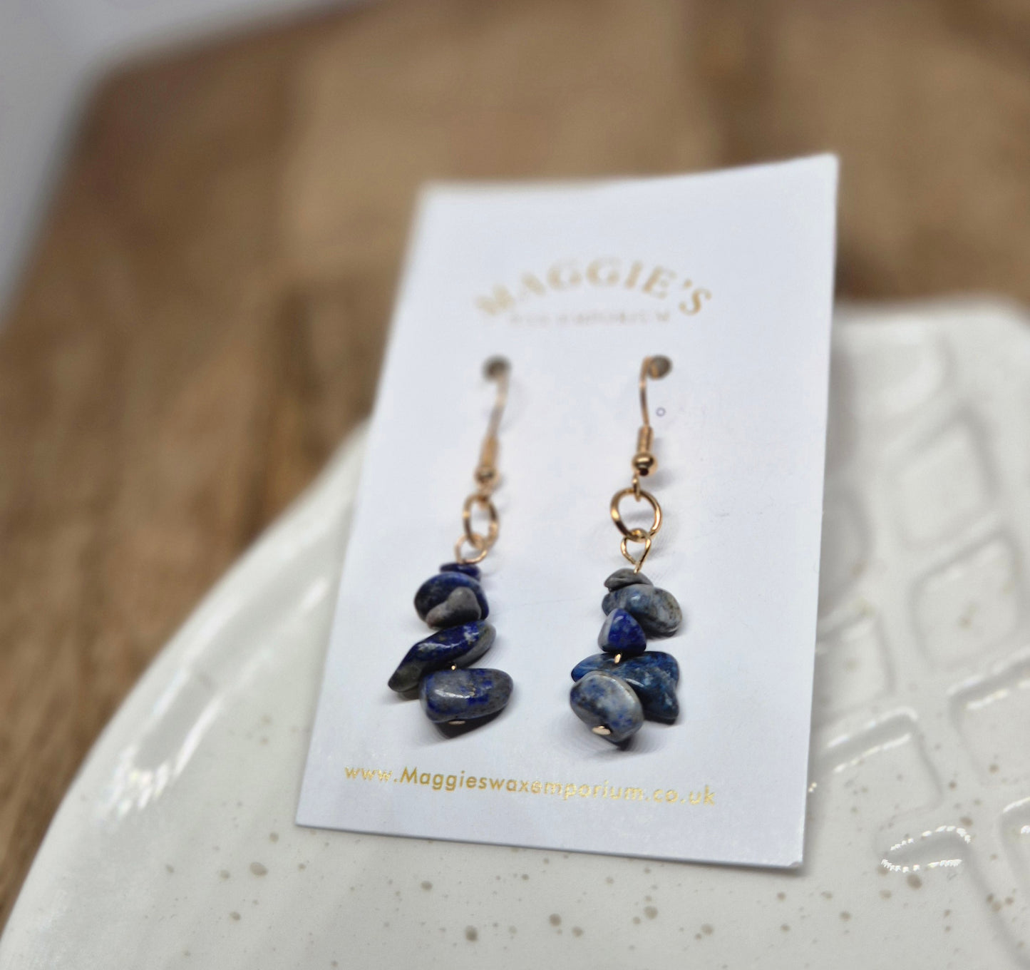 Stone Drop Earrings - Blue