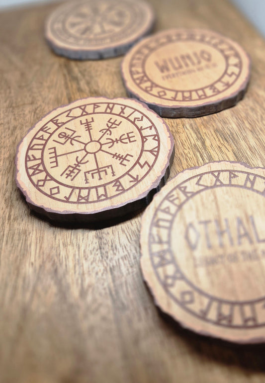 Set of 4 Norse Mythology Wood Slice Coasters