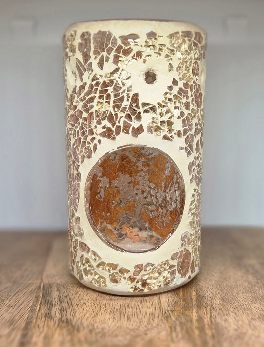 Gold Cracked Glass Pillar Wax/Oil Burner