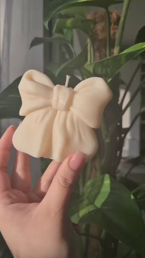Bow Inspired Pillar Candle - Strawberry Scented