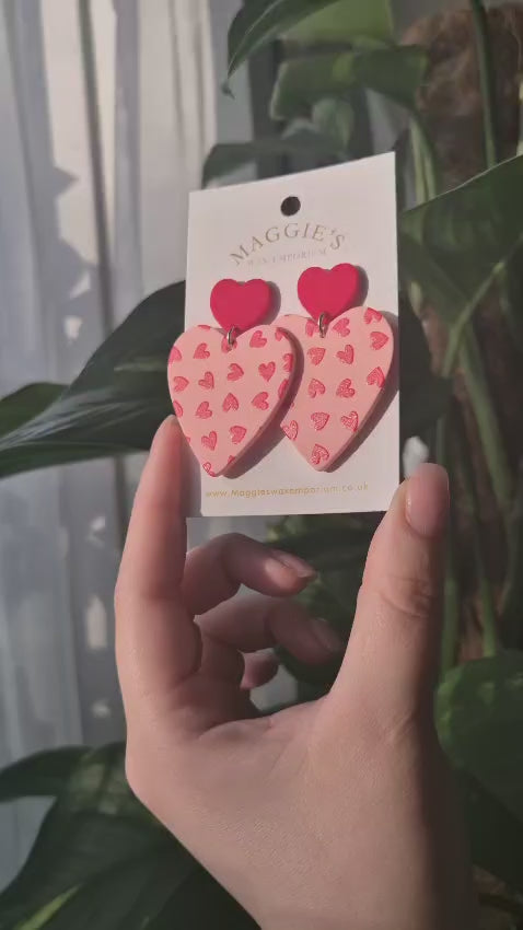 Heart Shaped Drop Earrings