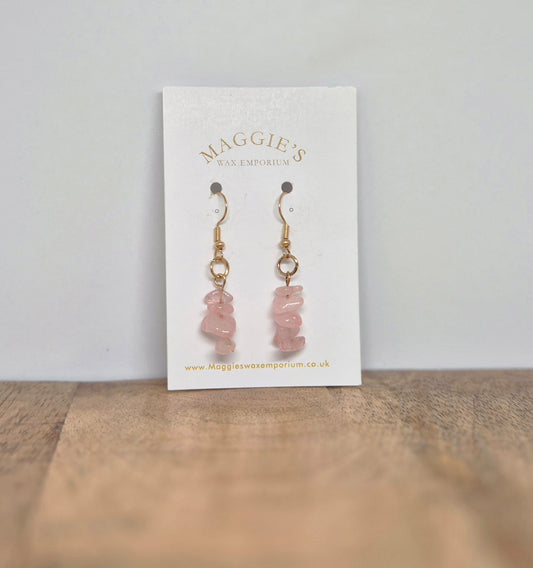 Stone Drop Earrings - Pink
