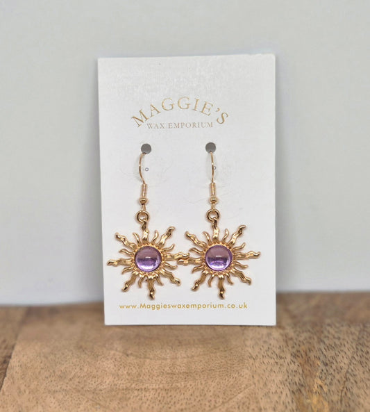 Golden Sunburst Drop Earrings – Lilac Centre