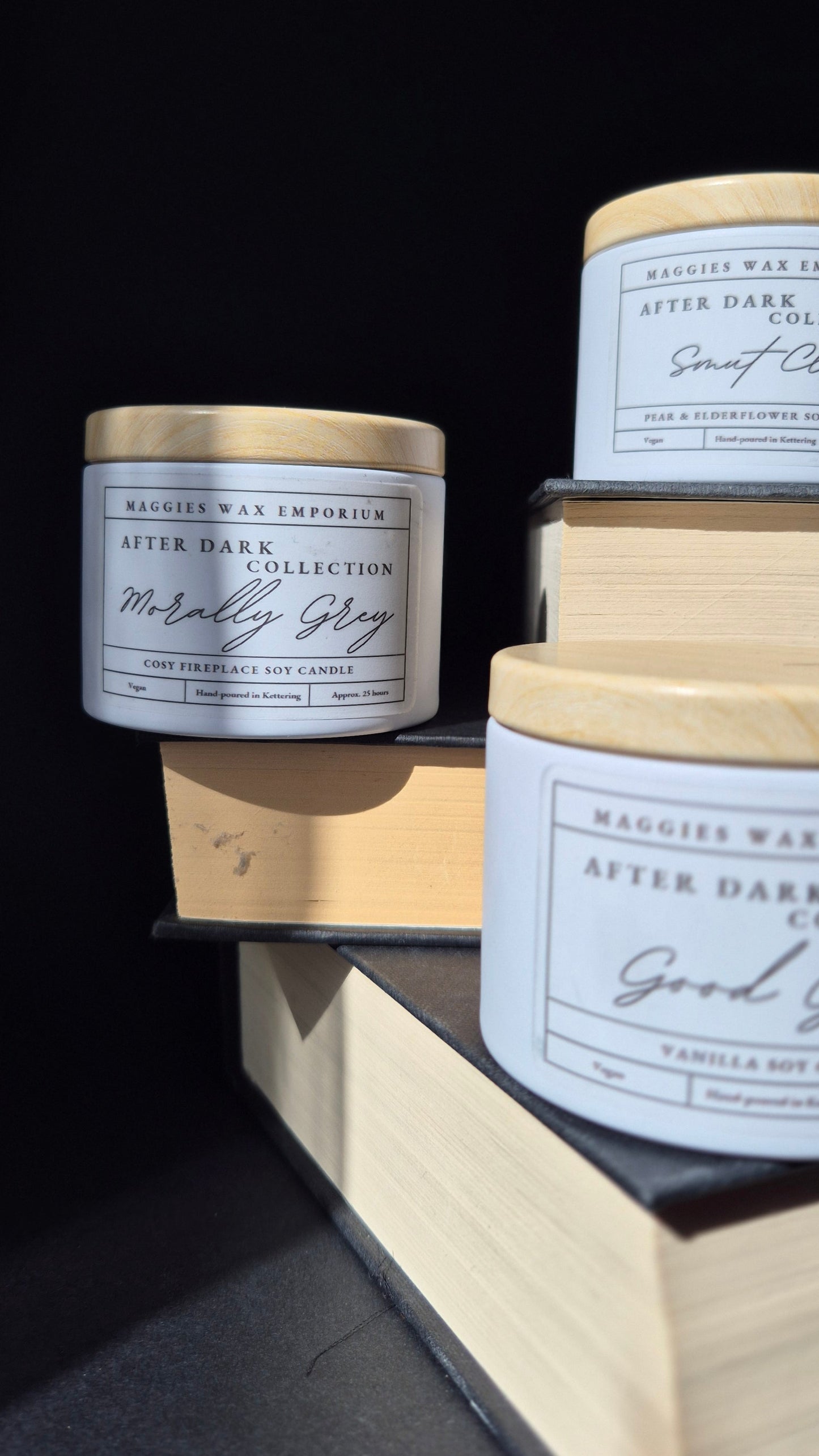 Morally Grey Cosy Fireplace Small Soy Candle - After Dark Collection