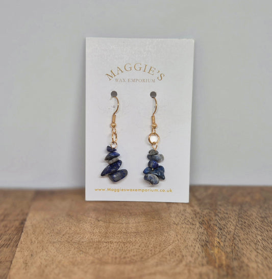 Stone Drop Earrings - Blue