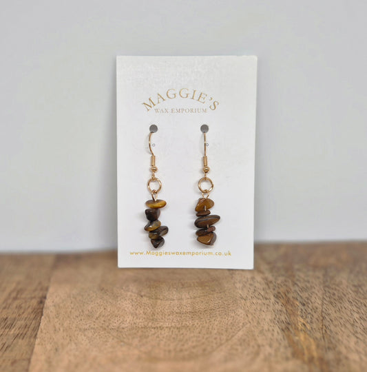 Stone Drop Earrings - Brown