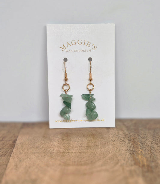 Stone Drop Earrings - Green