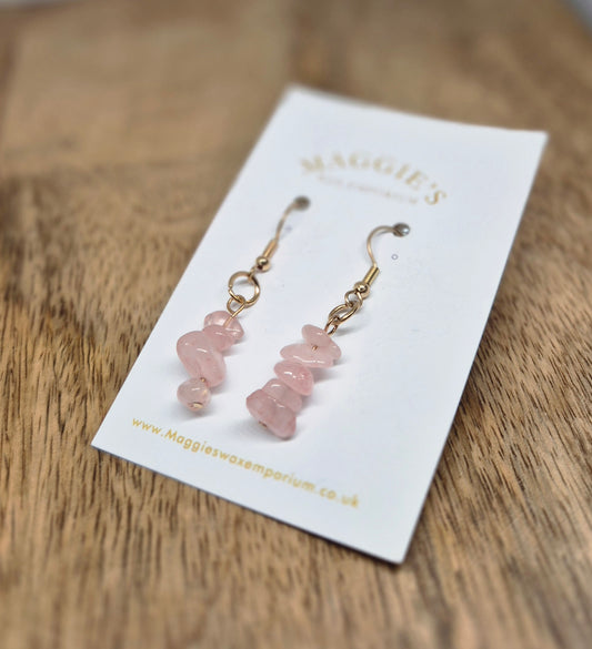 Stone Drop Earrings - Pink