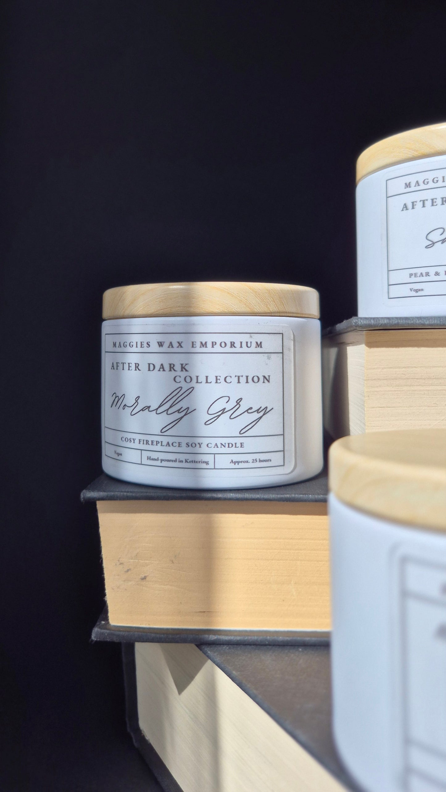 Morally Grey Cosy Fireplace Small Soy Candle - After Dark Collection