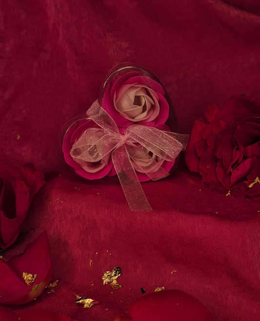Pink Soap Rose Petals in a Heart Gift Box