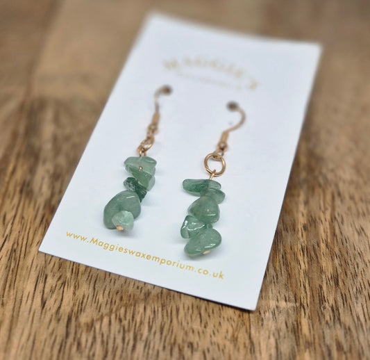 Stone Drop Earrings - Green
